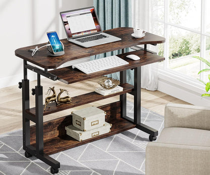 Tribesigns Mobile Standing Desk with Power Outlet & USB Charging – Adjustable Laptop Cart with Keyboard Tray