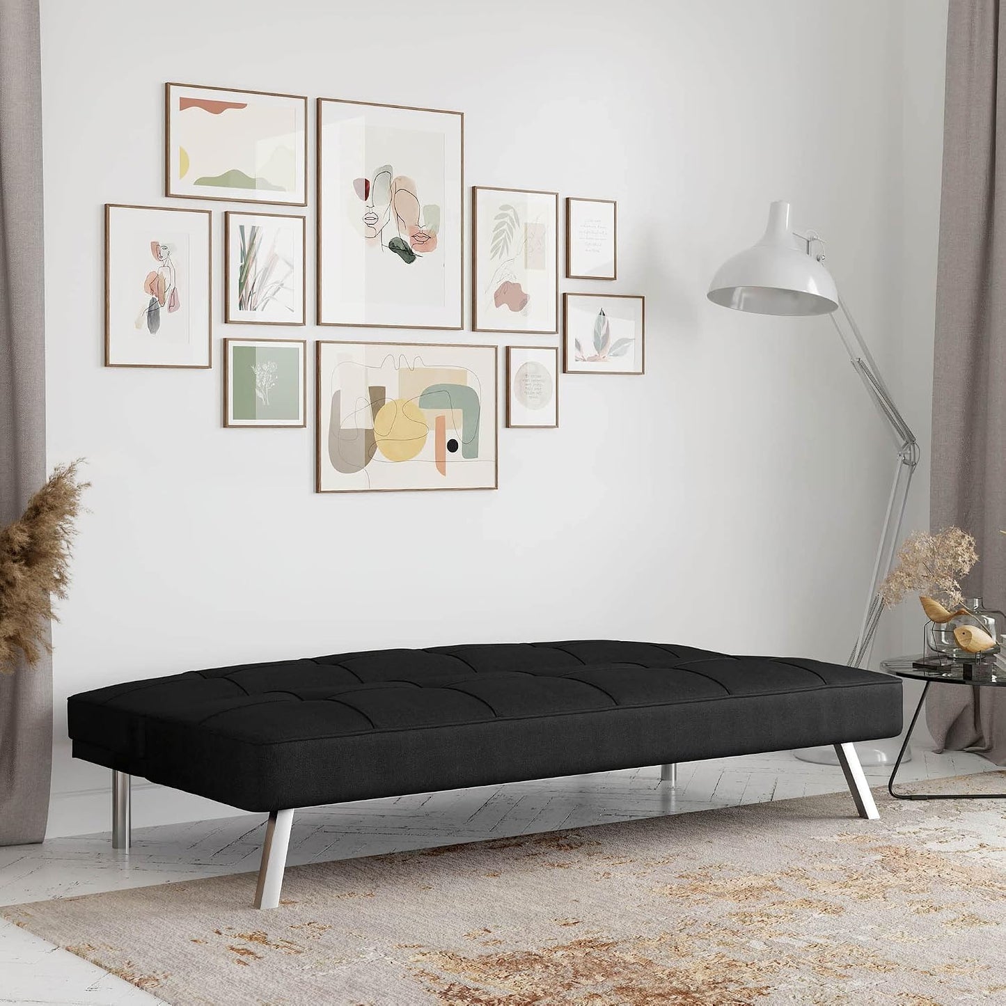 Serta Rane 66.1" 3-in-1 Convertible Futon Sleeper Couch (Black)