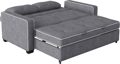 Serta Ainsley 66.5" Full Convertible Sleeper Loveseat (DreamCoil, Charcoal)