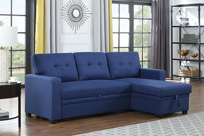 Ball & Cast 82" Upholstered Pull-Out Sleeper Sectional Couch with Storage Chaise