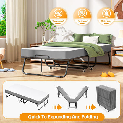 INTERGREAT Folding Guest Bed with Mattress – Portable Cot Bed, Space-Saving Design, 75" x 31"