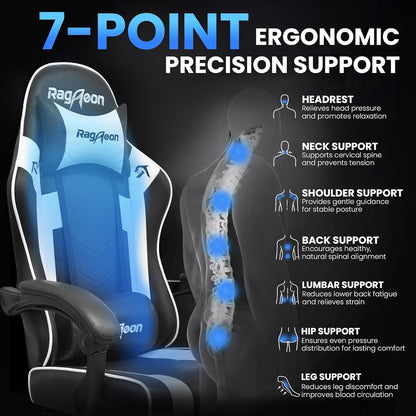 Gaming Chair for Adults with Pocket Springs, PU Leather, 400 lb Capacity