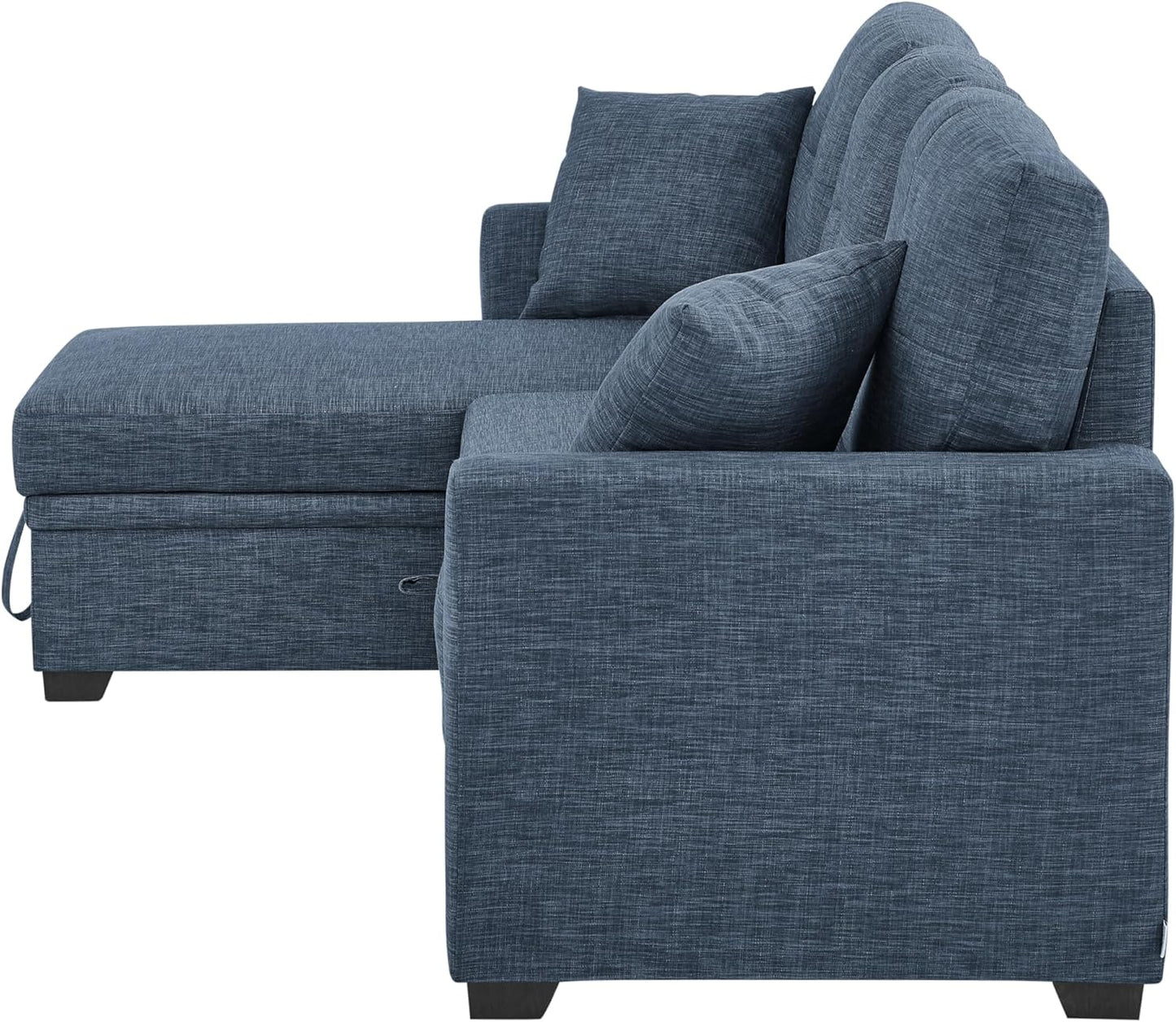 Ball & Cast 85" Convertible Sectional Sleeper Sofa with Storage Chaise (Blue)