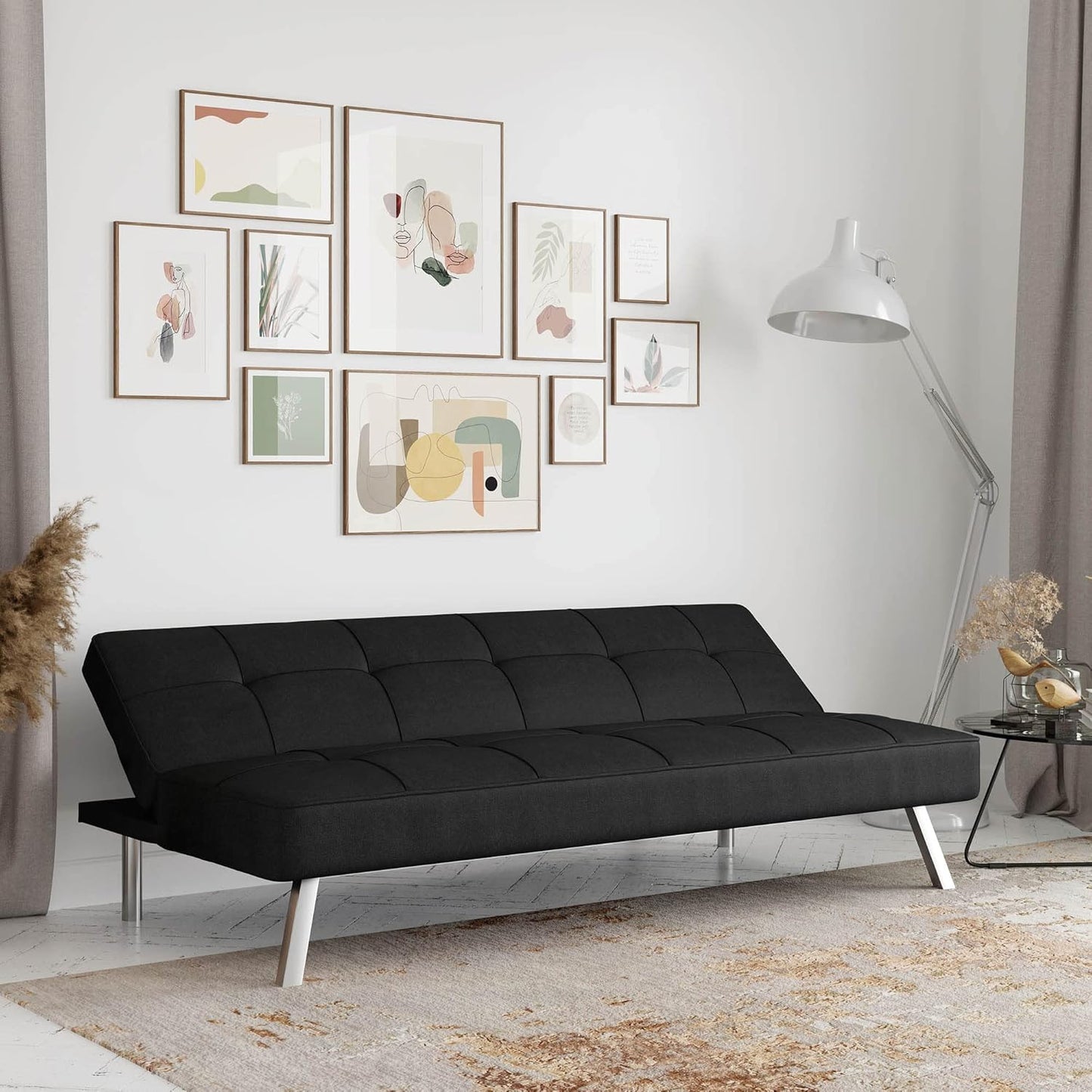 Serta Rane 66.1" 3-in-1 Convertible Futon Sleeper Couch (Black)