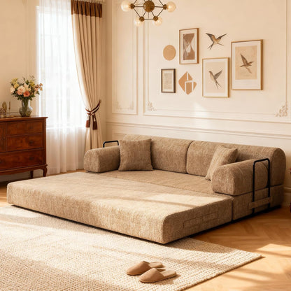 KEIKI 78" 4-in-1 Convertible Sleeper Chair & Loveseat Bed (Ochre Corduroy)