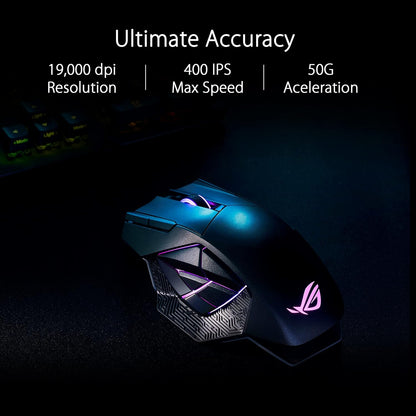 ASUS ROG Spatha X Wireless MMO Gaming Mouse, 12 Buttons, 19K DPI, 67H Battery