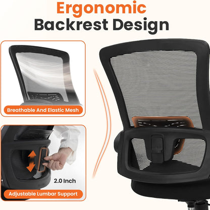 NEO CHAIR High-Back Ergonomic Mesh Office Chair with Flip-Up Arms – Black