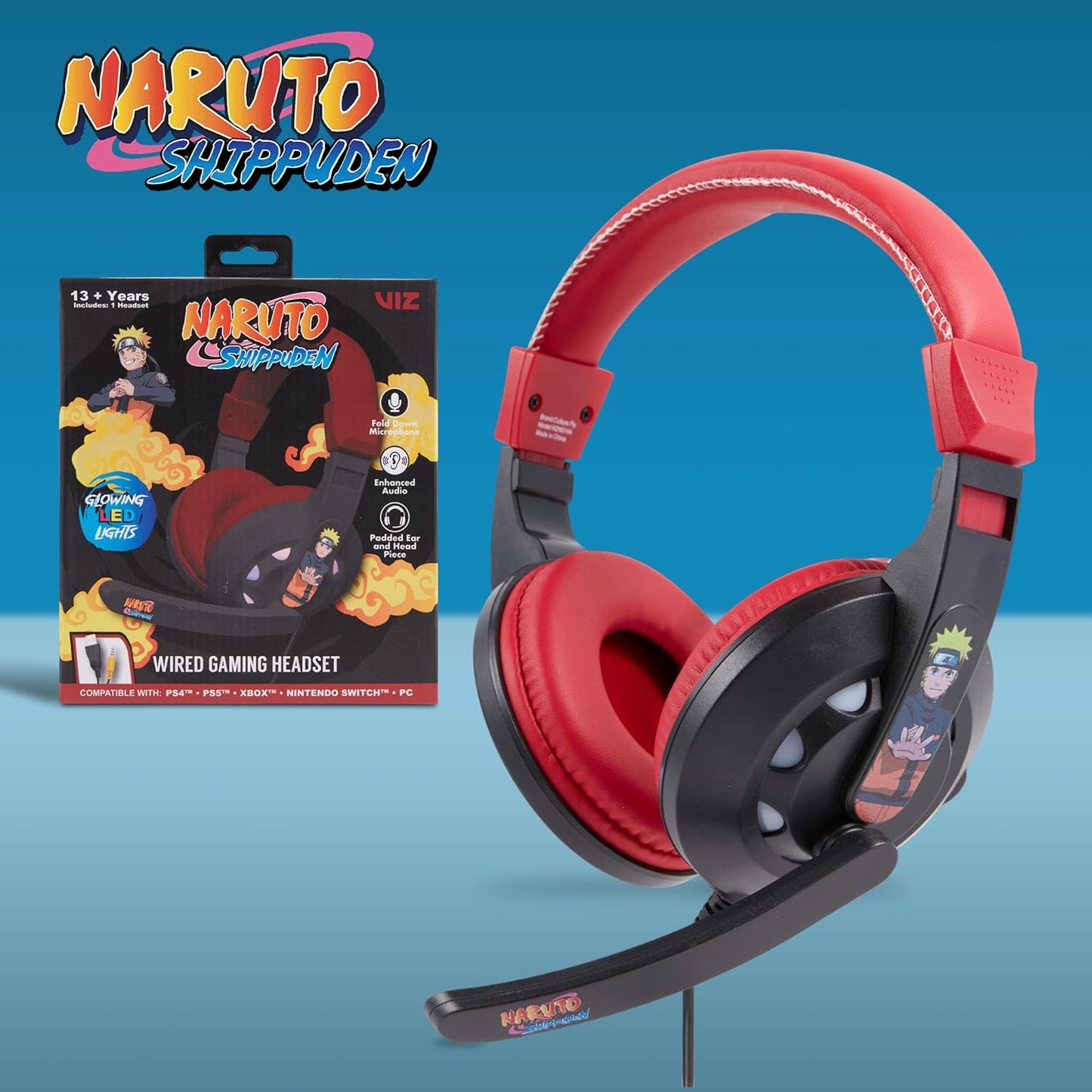 Naruto Wired Gaming Headset with Mic & LED Lights