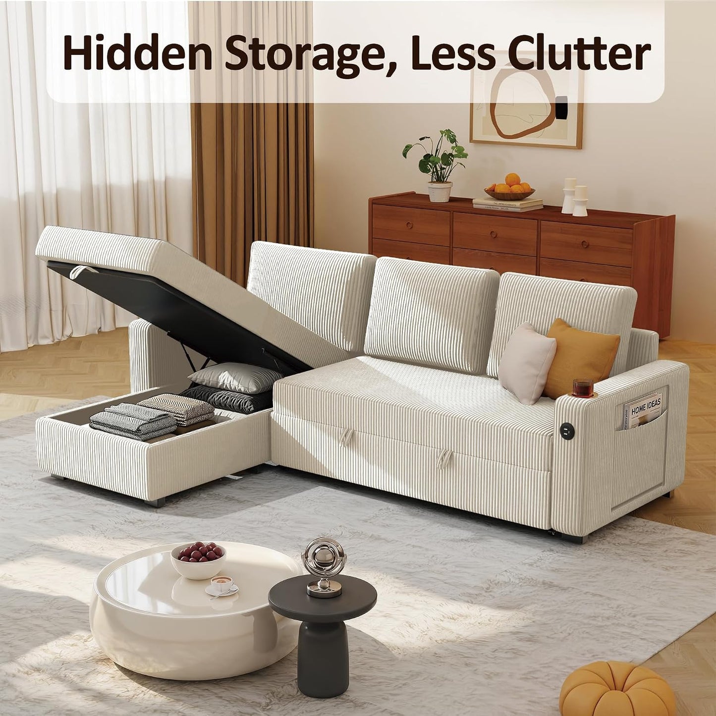 Ball & Cast® 80" L-Shaped Sleeper Sectional with Storage