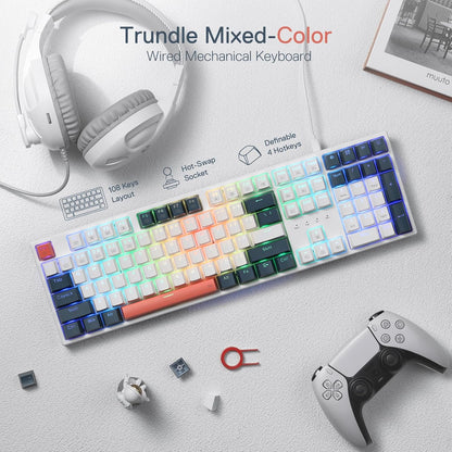 Redragon K668 Wired RGB Gaming Keyboard – 108 Keys, Hot-Swappable, Thocky Sound