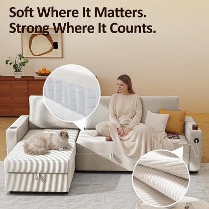 Ball & Cast® 80" L-Shaped Sleeper Sectional with Storage