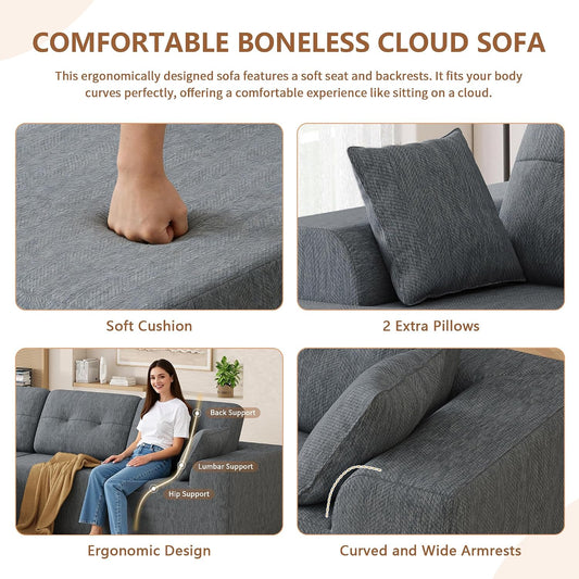 Ball & Cast 106" L-Shaped Modular Sectional Sofa with Left-Facing Chaise (Chenille, Beige)