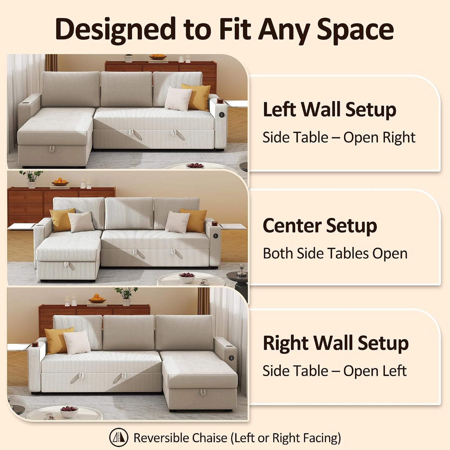 Ball & Cast® 80" L-Shaped Sleeper Sectional with Storage
