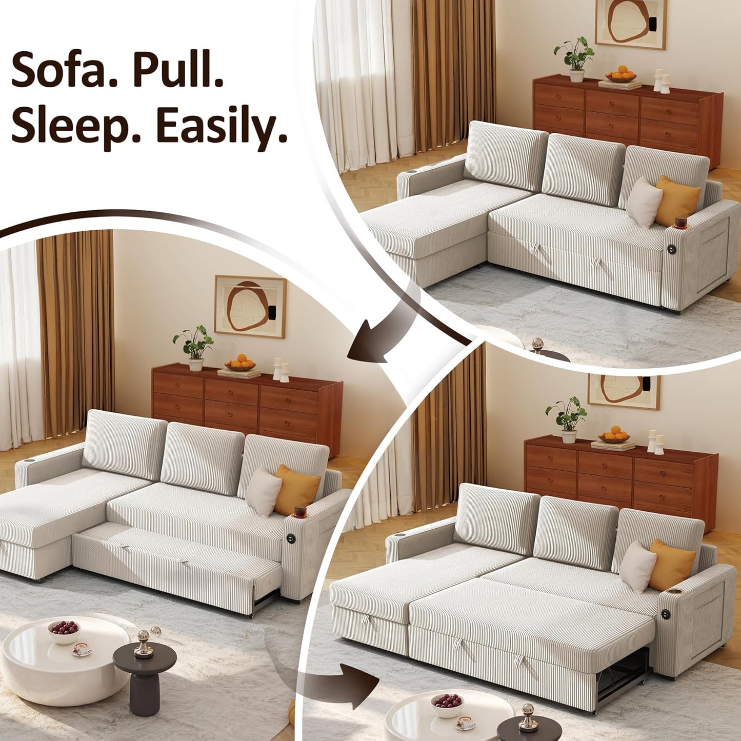Ball & Cast® 80" L-Shaped Sleeper Sectional with Storage