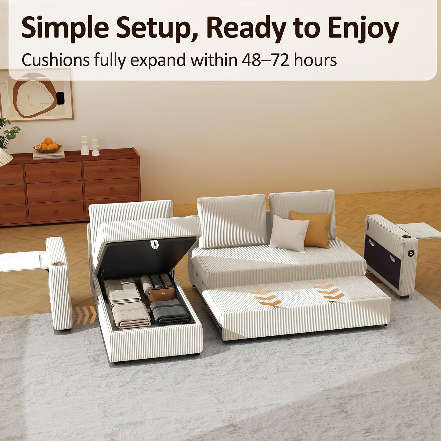 Ball & Cast® 80" L-Shaped Sleeper Sectional with Storage