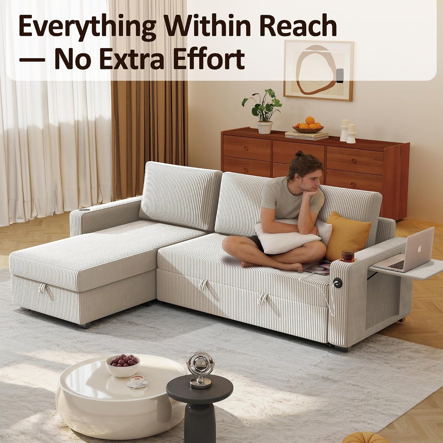 Ball & Cast® 80" L-Shaped Sleeper Sectional with Storage
