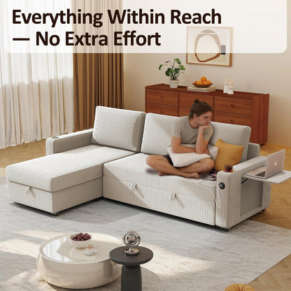 Ball & Cast® 80" L-Shaped Sleeper Sectional with Storage