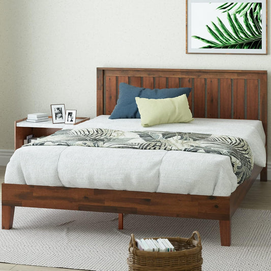 ZINUS Vivek Deluxe 12" Queen Wood Platform Bed Frame with Headboard