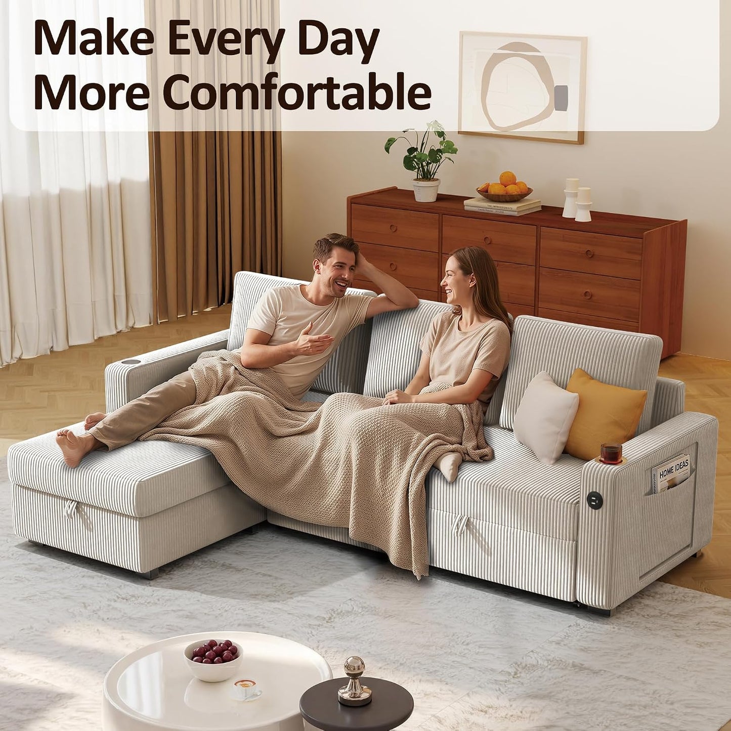 Ball & Cast® 80" L-Shaped Sleeper Sectional with Storage