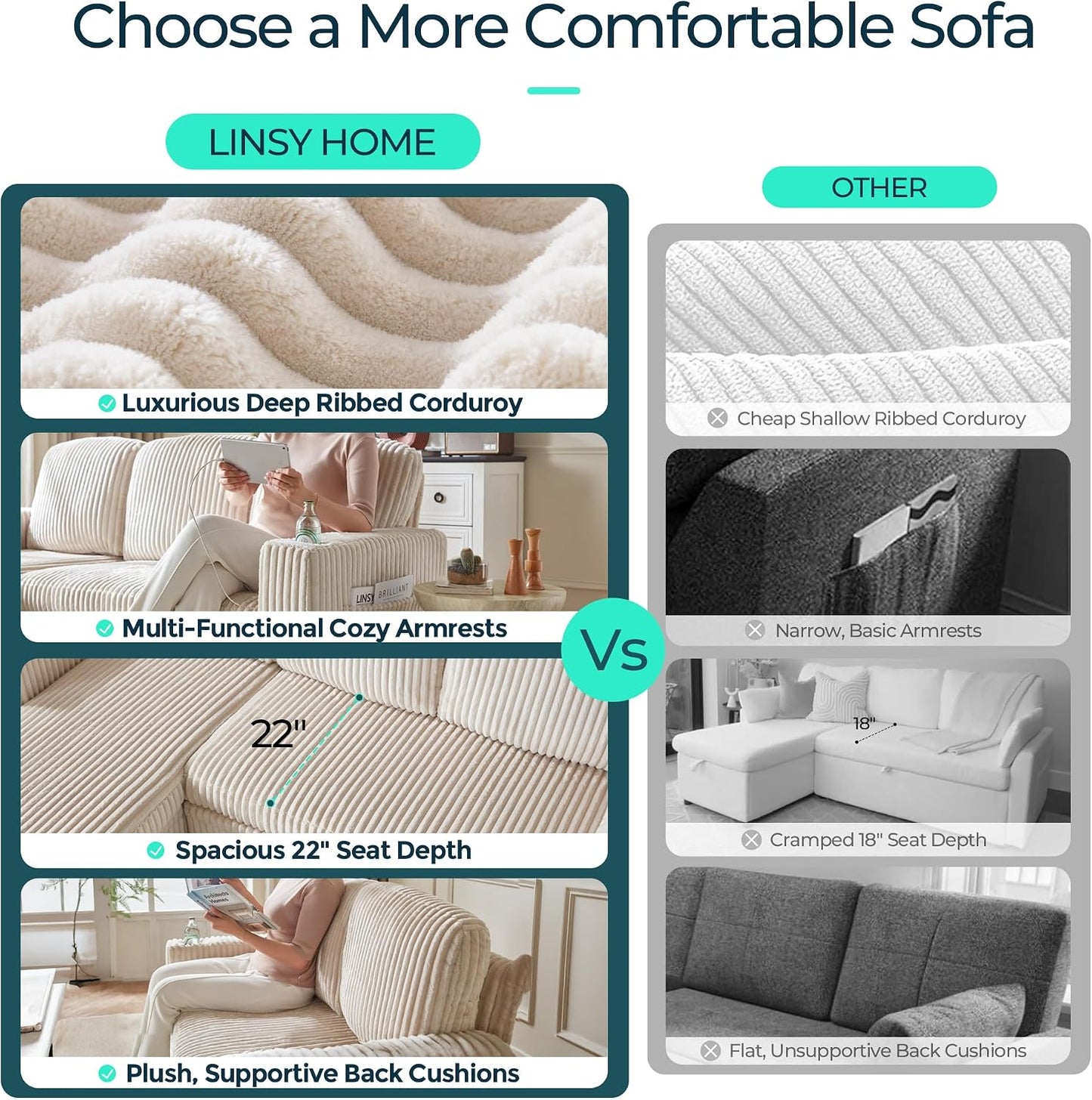 LINSY HOME 81" L-Shape Sleeper Sectional Sofa Bed with Storage Chaise (Beige)