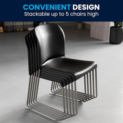 Flash Furniture Hercules Series Ergonomic Stacking Chairs – Set of 5 (Black)