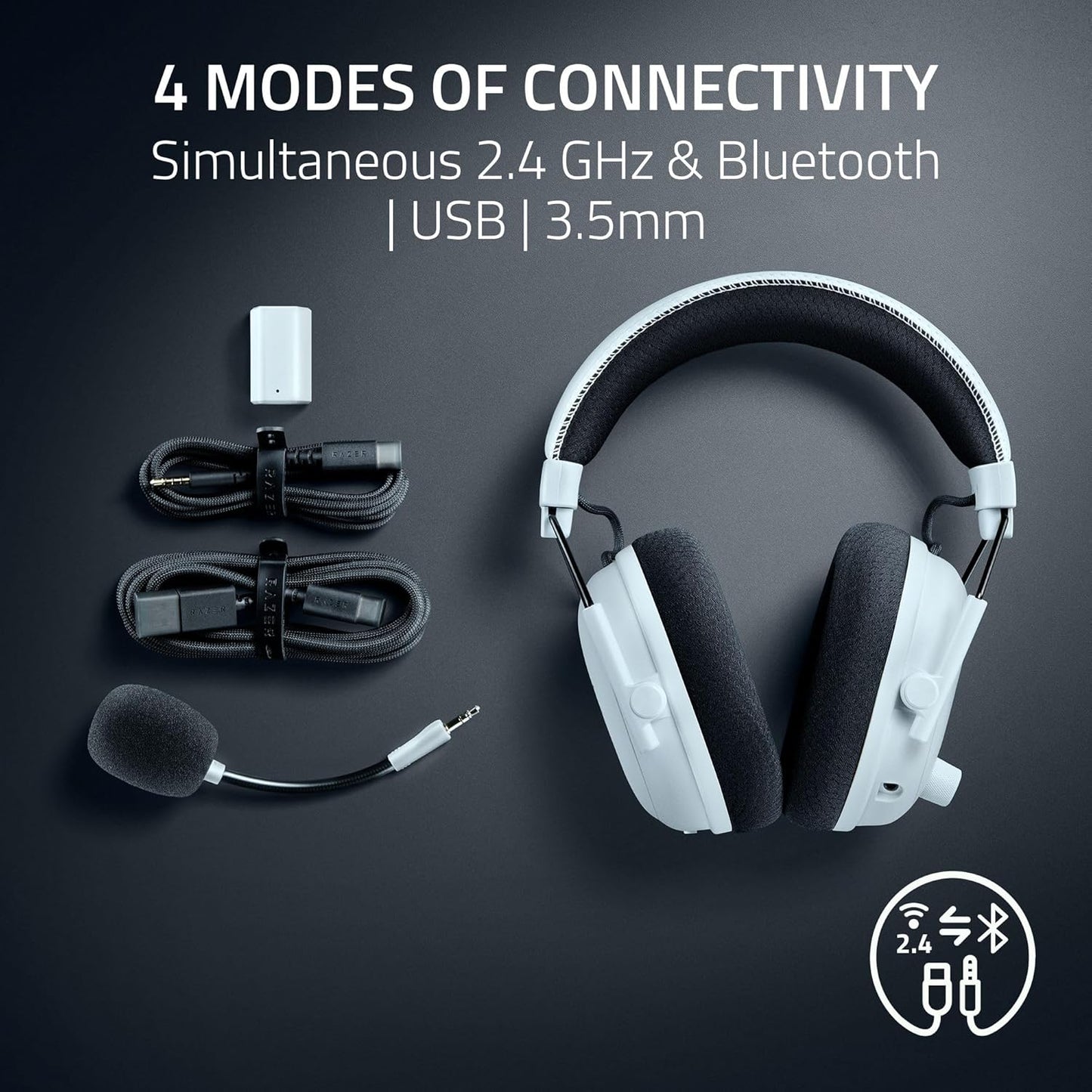 Razer BlackShark V3 Pro Wireless ANC Gaming Headset – 70H Battery, White