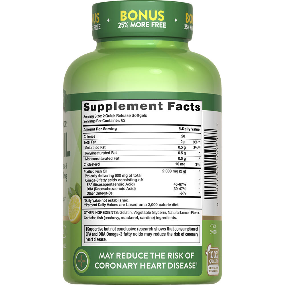 Nature’s Truth® Fish Oil 2,000 mg Softgels – Lemon Flavor, 125 ct
