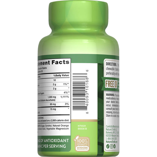 Nature’s Truth® Chewable Vitamin C 1000 mg with Wild Rose Hips – Orange Flavor, 60 Tablets