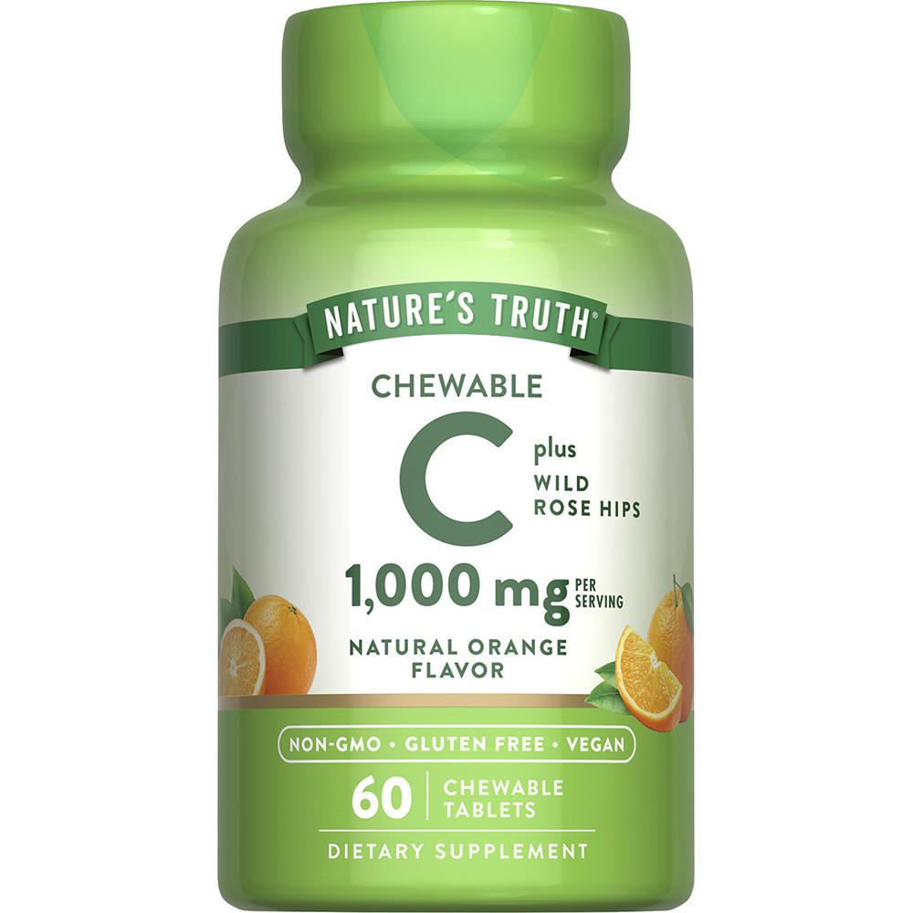 Nature’s Truth® Chewable Vitamin C 1000 mg with Wild Rose Hips – Orange Flavor, 60 Tablets