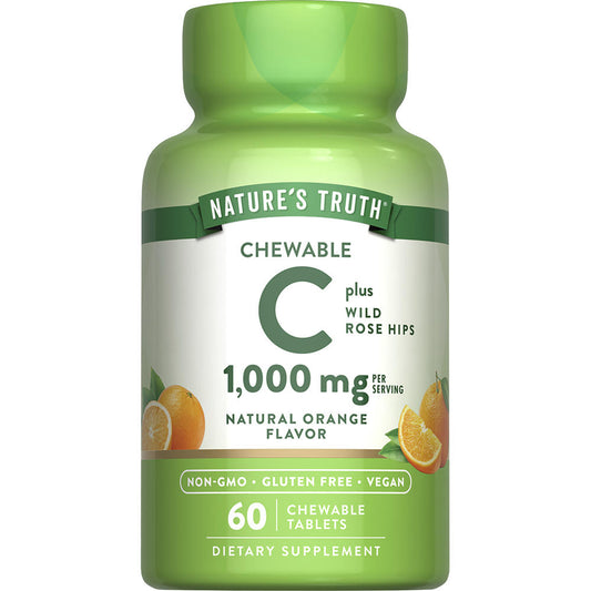 Nature’s Truth® Chewable Vitamin C 1000 mg with Wild Rose Hips – Orange Flavor, 60 Tablets