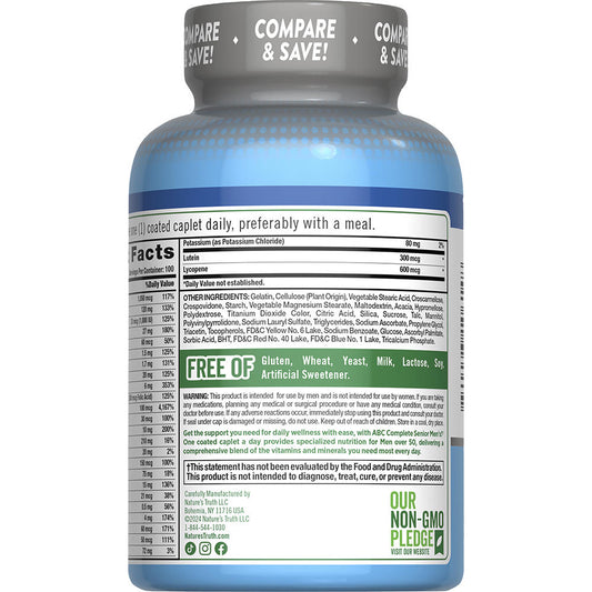 Nature’s Truth ABC Complete Senior Men’s 50+ Daily Multivitamin Caplets, 100 Ct