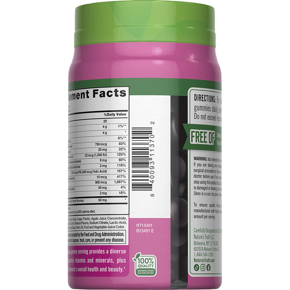 Nature’s Truth® Women’s Multivitamin + Collagen Gummies – Mixed Berry Flavor, 70 Count