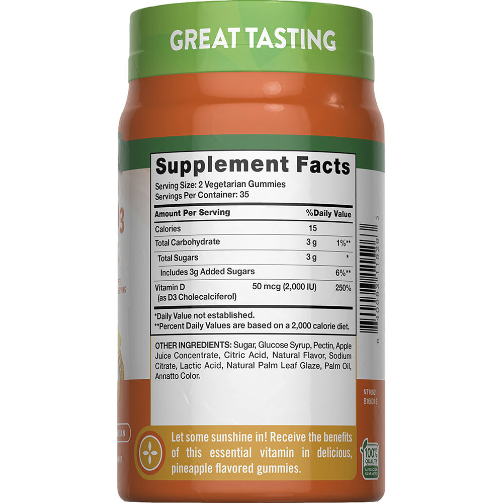 Nature’s Truth Extra Strength Vitamin D3 Gummies, 2000 IU, 70 Count