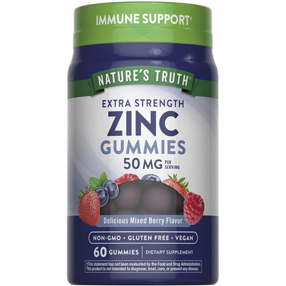 Nature’s Truth Extra Strength Zinc Immune Support Gummies – 50 mg, 60 Count
