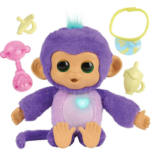 Fingerlings Care n Cuddles Interactive Baby Monkey, Sunny - Purple
