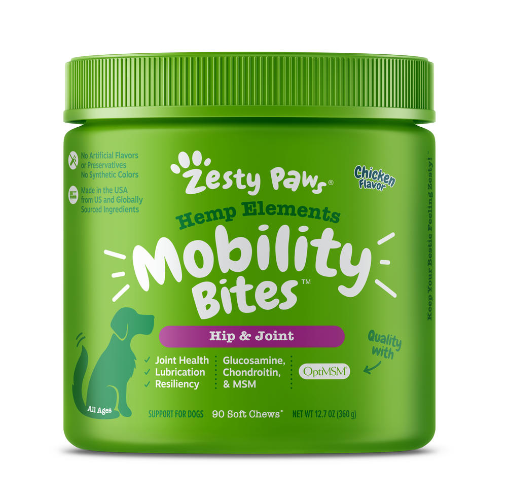 Zesty Paws® Hemp Elements™ Mobility Bites™ Chicken Soft Chews for Dogs – 90 Count