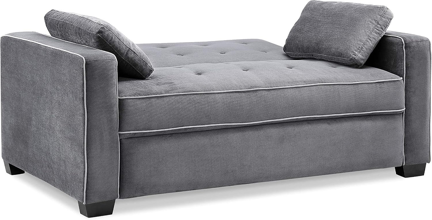 Serta Ainsley 66.5" Full Convertible Sleeper Loveseat (DreamCoil, Charcoal)