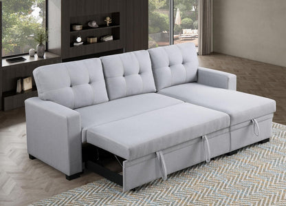 Ball & Cast 82" Upholstered Pull-Out Sleeper Sectional Couch with Storage Chaise
