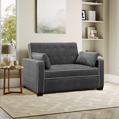 Serta Ainsley 66.5" Full Convertible Sleeper Loveseat (DreamCoil, Charcoal)