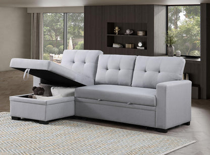 Ball & Cast 82" Upholstered Pull-Out Sleeper Sectional Couch with Storage Chaise