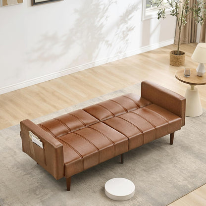 Garvee 75" Convertible PU Leather Sleeper Sofa
