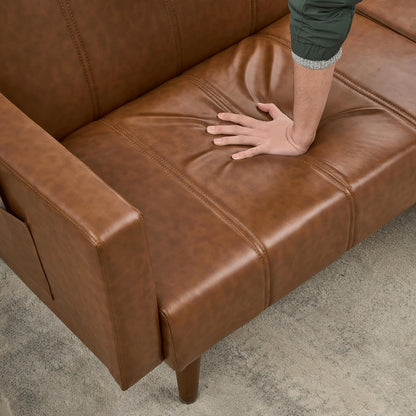 Garvee 75" Convertible PU Leather Sleeper Sofa