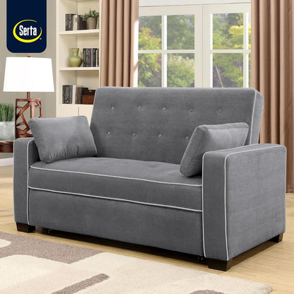 Serta Ainsley 66.5" Full Convertible Sleeper Loveseat (DreamCoil, Charcoal)
