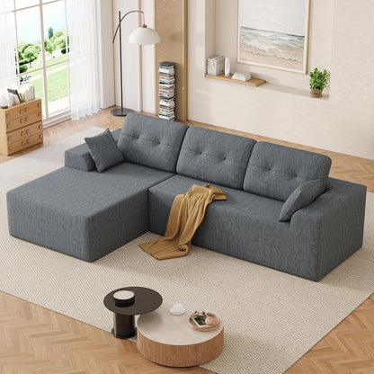 Ball & Cast 106" L-Shaped Modular Sectional Sofa with Left-Facing Chaise (Chenille, Beige)
