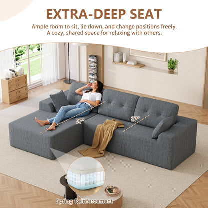 Ball & Cast 106" L-Shaped Modular Sectional Sofa with Left-Facing Chaise (Chenille, Beige)