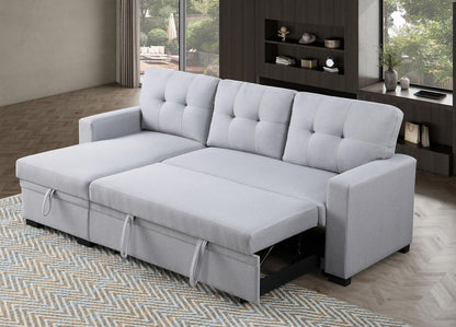Ball & Cast 82" Upholstered Pull-Out Sleeper Sectional Couch with Storage Chaise