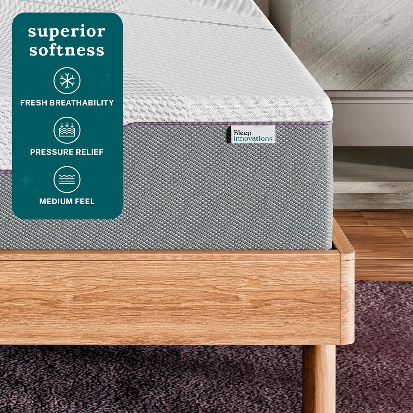 Sleep Innovations Shiloh 12" Full Size Green Tea Memory Foam Mattress in a Box