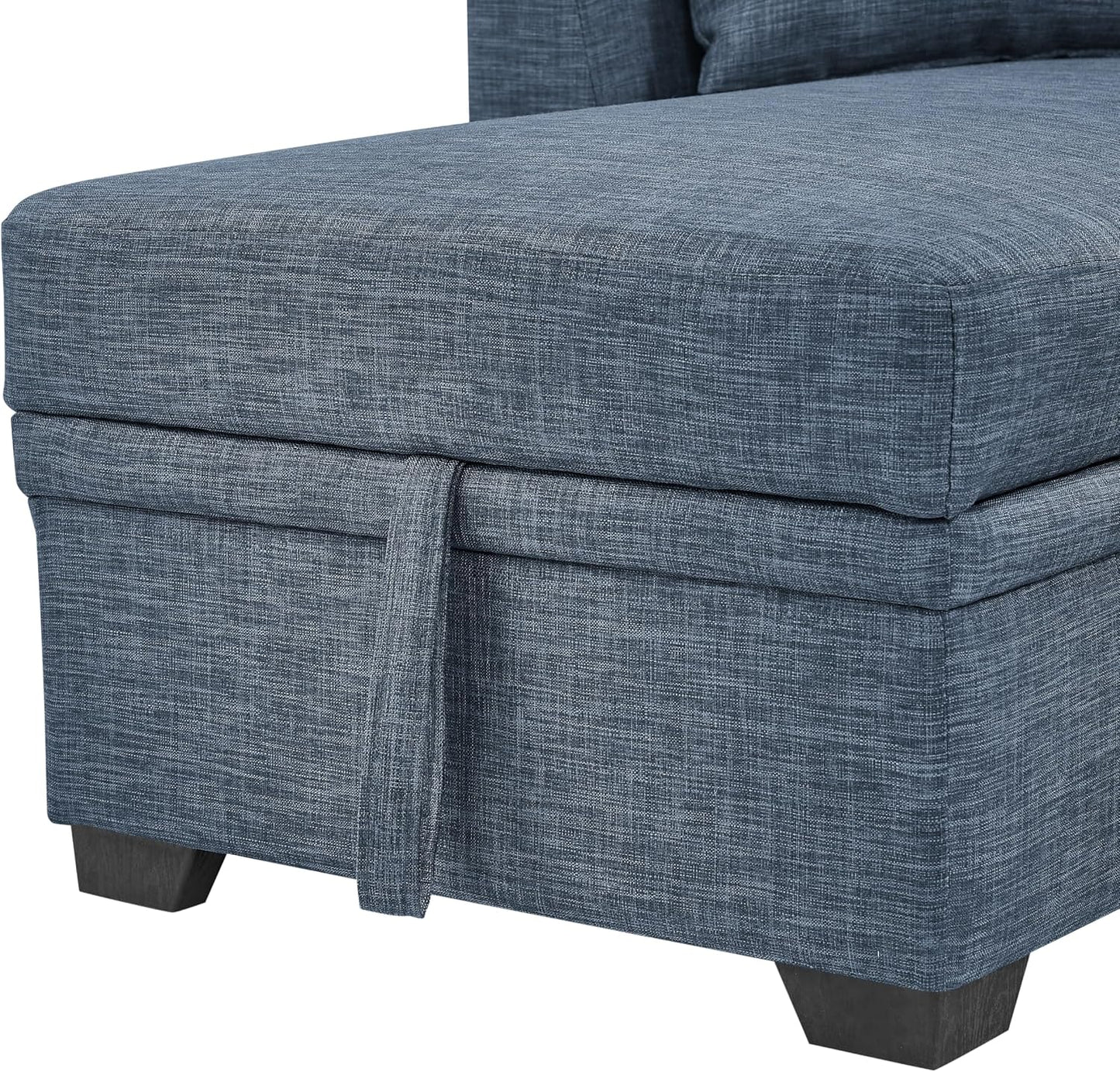 Ball & Cast 85" Convertible Sectional Sleeper Sofa with Storage Chaise (Blue)