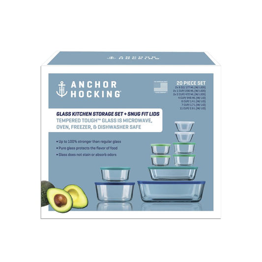 "Anchor Hocking® 20-Piece Glass Food Storage Container Set"