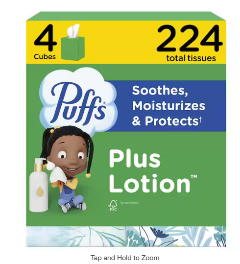 2-Ply Plus Lotion Facial Tissues – 4-Pack Cube Boxes